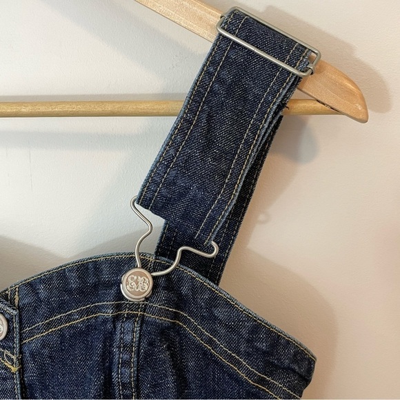 SB Jeans Y2K Denim Mini Dress Sz XS Blue Sweetheart Neckline Overalls Barbie 90s - Picture 3 of 10
